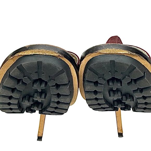 Via Spiga Tasa Burgundy Suede Peep Toe High Heel Shoes Size 10 Medium Pre-Owned - Picture 5 of 11